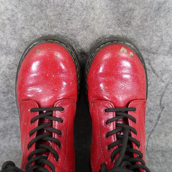 Dr Martens Shoes Kids 3 Boots Cosmic Glitter 1460 Junior Red Lace Up Zip Combat - Picture 9 of 14